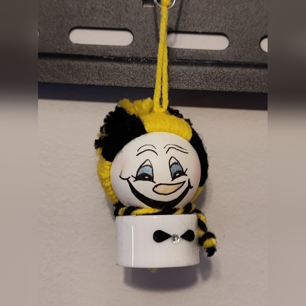 Tea Light Up Snowman Yellow and Black Beanie Hat & Scarf Hanging Ornament